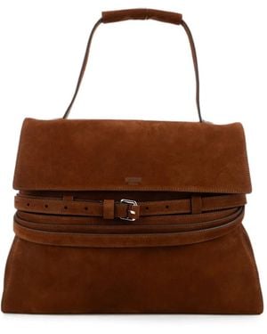 Moschino Buckle-Detail Suede Tote Bag - Brown