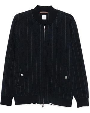 Eleventy Pinstripe-Pattern Zip-Up Jacket - Black