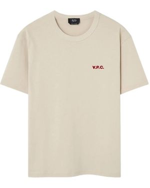 A.P.C. T-Shirt Girocollo Con Logo Ricamato - Neutro
