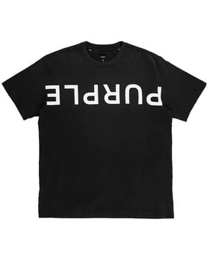Purple Brand Logo-Print Distressed T-Shirt - Black