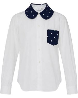 Comme des Garçons Polka-Dot Peter Pan Collar Shirt - White