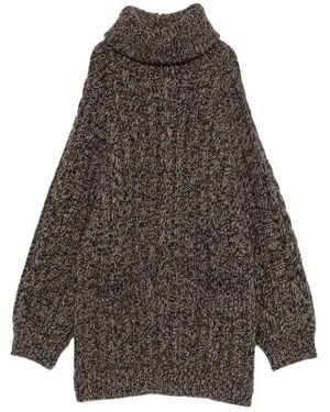 7 For All Mankind Cowl-Neck Cable-Knit Jumper - Grey