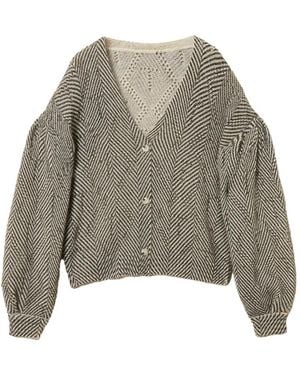 Twinset Chevron-Knit Cardigan - Gray