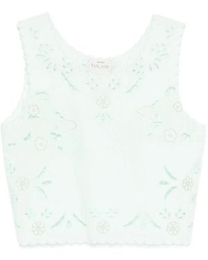 forte_forte Floral Scalloped Top - White