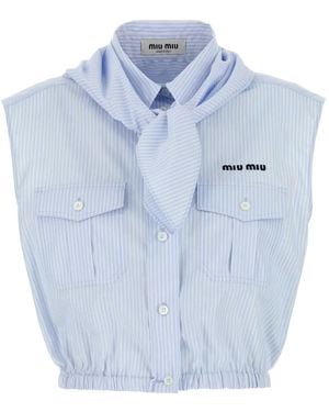 Miu Miu Popeline Blouse - Blauw