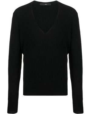 SAPIO V-Neck Virgin Wool Sweater - Black