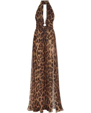 Philipp Plein Leopard-Print Long Dress - Brown