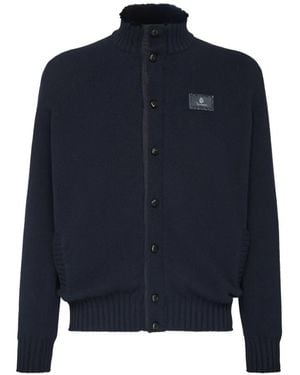 Billionaire Luxury Button-Down Knitted Wool Jacket - Azul