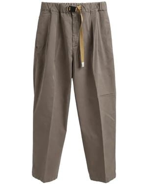 White Sand Belted Pleated Pants - Gray
