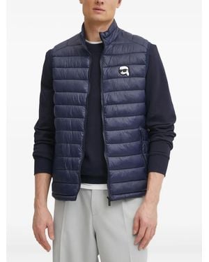 Karl Lagerfeld Quilted logo-patch gilet - Blau