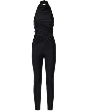 ANDAMANE Tatiana Ruched Halterneck Jumpsuit - Black