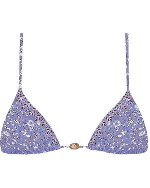 Tropic of C Floral-Pattern Bikini Top - Purple