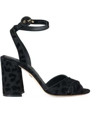Dolce & Gabbana Animal-Print Glitter-Detail Sandals - Black