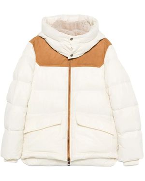 KIRED Suede-Panelled Puffer Jacket - White