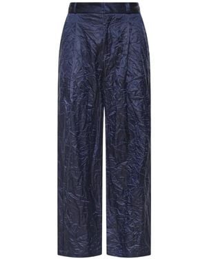 Bonsai Crinkled-Effect Pants - Blue