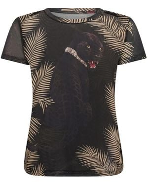 Philipp Plein T-Shirt Panthere Prive En Tulle - Black