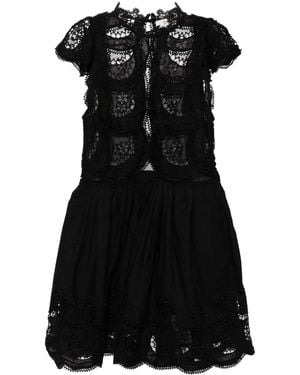 Sea Drea Flutter Sleeve Dress - Black