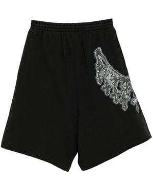 we11done Necklace-Print Shorts - Black