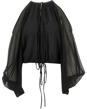 ANDAMANE Tie-Detail Blouse - Black