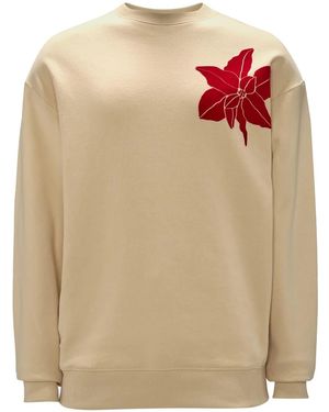 JW Anderson Floral-Print Organic Cotton Sweatshirt - Brown