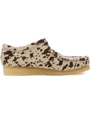 Clarks Wallabee Cow-Print Boots - White