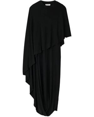Rodebjer Kate Caped Asymmetrical Midi Dress - Black