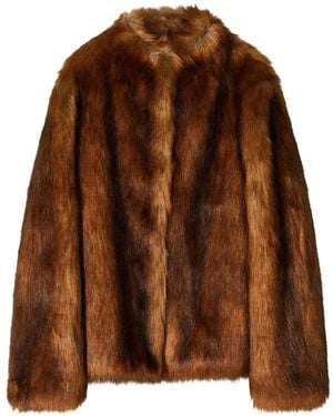 Patrizia Pepe Jacke Aus Faux Fur - Braun
