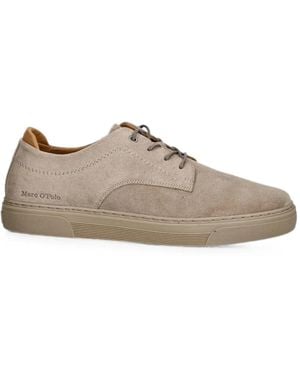 Marc O' Polo Suede Lace-Up Trainers - Natural