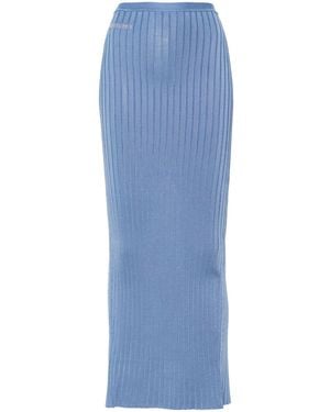 Marni Jacquard-Logo Ribbed Maxi Skirt - Blue