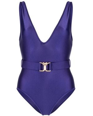 Zimmermann Costume Intero Raie Knot Con Scollo A V - Blu