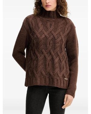 Silvian Heach Cable-Knit Roll-Neck Jumper - Brown