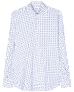 Mazzarelli Geometric-Pattern Shirt - White