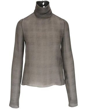 Saint Laurent Checked Blouse - Gray