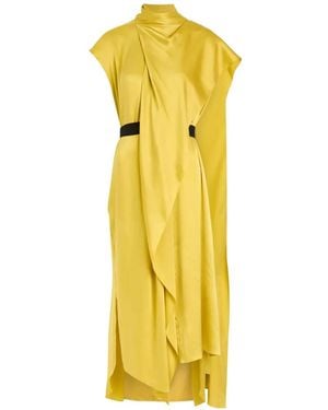 ROKSANDA Lysar Asymmetric Draped Silk Midi Dress - Yellow
