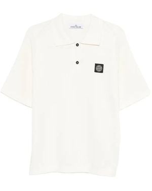 Stone Island Polo 5100030 Micro Stitch Soft En Coton Biologique - Blanc
