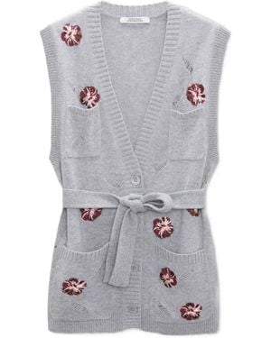 Dorothee Schumacher Blooming Statements Floral-Embroidered Sleeveless Cardigan - Grey