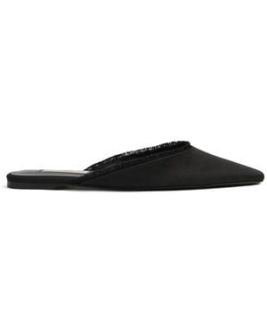 TOTEME Frayed Satin Lounge Slippers - Black