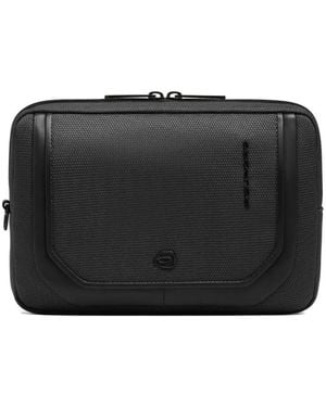Piquadro Leather-Trim Wrist Clutch Bag - Black
