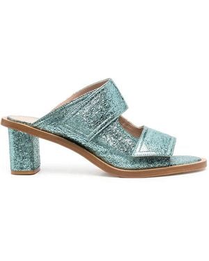 SCAROSSO Kristy Metallic 60Mm Leather Sandals - Blue