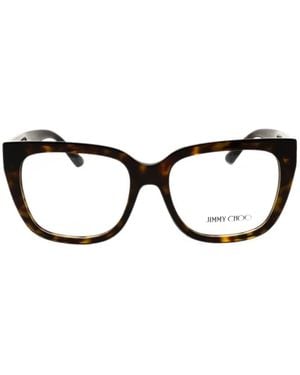 Jimmy Choo Tortoiseshell-Pattern Rectangle-Frame Glasses - Black