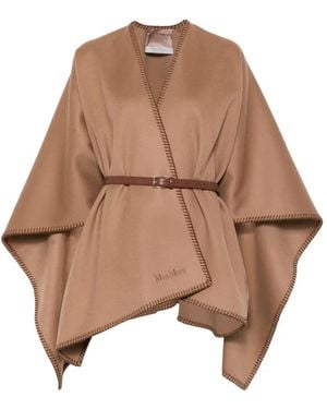 Max Mara Capa De Punto Con Logo Bordado - Neutro
