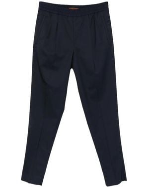 ZEGNA Pleated Elasticated-Waistband Trousers - Blue