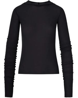 Rick Owens Hoodie En Maille Côtelée - Bleu