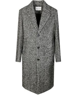 Amaranto Herringbone-Pattern Coat - Grey
