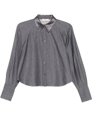 Agnona サテンカラー シャツ - グレー