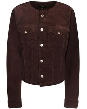 7 For All Mankind Vicky Collarless Corduroy Jacket - Brown