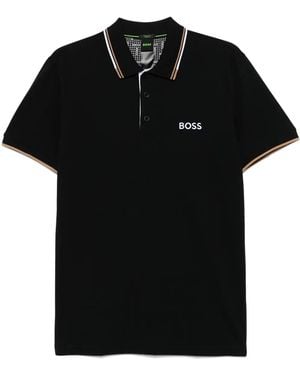 BOSS Poloshirt Mit Logo-Stickerei - Schwarz