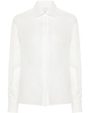 Eleventy Embroidered Semi-Sheer Shirt - White