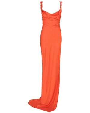 Balmain Robe Longue À Bretelles Brodées - Red