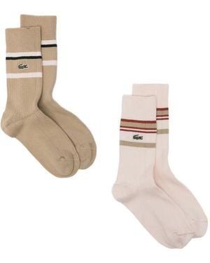 Lacoste Gestreifte Socken (2Er-Set) - Natur
